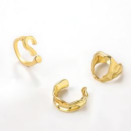 Fashion Geometric Question Mark Opening Adjustable Rings for Women Trendy Irregular Gold Metal Hollow Thick Finger Rings Jewelry