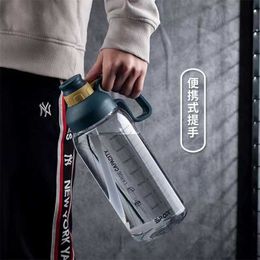 1800 ml Large Capacity Water Bottle Gym Fitness Kettle Outdoor Camping Cycling Mountaineering Measuring Pipette Sports 211122