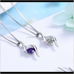 Necklaces & Pendants Drop Delivery 2021 S925 Sterling Sier Fashion Diamond Zircon Necklace Accessories Heart-Shaped Pendant Jewellery Korean Si