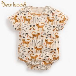 Bear Leader Baby Girl Rompers Summer born Baby Clothes Cartoon Print Baby Girl Clothing for 0-24M Organic Cotton Clothes 210708