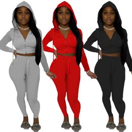 New Jogger suits Women Fall winter Clothes tracksuits long sleeve outfits hooded jacketpants two 2 Piece Set jogging Plus size S-Casual black sweatsuits 5824