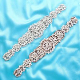 Wedding Sashes SESTHFAR Sew On Strass Applique Rhinestone For Belt Pearl Patch Crystals Iron Glass Bridal Headband Trim