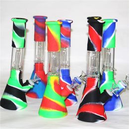 Silicone Bong Water Pipes 11 inch Portable Detachable Hookahs Unbreakable Smoking Oil Concentrate Pipe