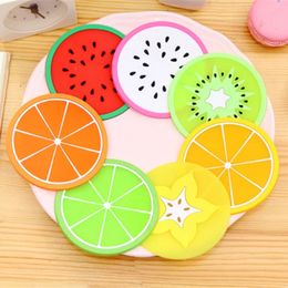 Cup Coasters Fruit Shape Silicone Cups Pad Slip Insulation Placemat Round CupMat Pads Drink Holder Tableware 6 Designs WLL9