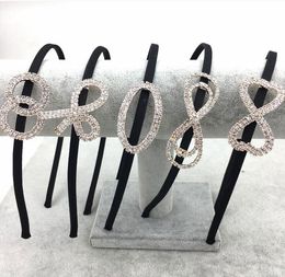 2021 new fashion Girl / lady Hair Jewellery headband mix style Shiny Full drill Alloy fabric art bow Infinity love edge hairpin