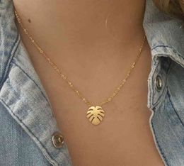 Hawaii Beach Palm Tree Stainless Steel Chain Necklace Gold Colour Coconut Tree Pendant Necklace Fashion Surfer Jewellery For Women Y0301