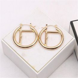 Fashion Designers Letters Stud Clip Round Plated Gold Silvrer Women Metal Earrings Wedding Party Jewerlry