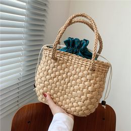 Shoulder Bag Women Casual luxury Straw Woven Tote Bags for Weave Rattan Manufacture Handbags Summer Beach Ladies Bucket Sac