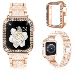Riemen für Apple Watch-Bands 38mm 40mm 42mm 44mm Frauen Glitter Metallarmband Bling Diamant Schutzhülle IWATCH SERIE 6 5 4 3 2 1 SE