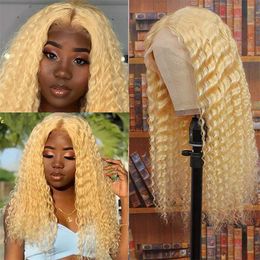 613 Blonde Curly Synthetic Lacefront Wig Simulation Human Hair Lace Front Wigs Small Size 16~26 inches RXG9512