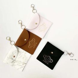 Portable Mask Storage Bags Keychain Party Favor Reusable Dust Masks Bag Keyring Pendant Fashion Leather Key Chain Accessories RRB11791