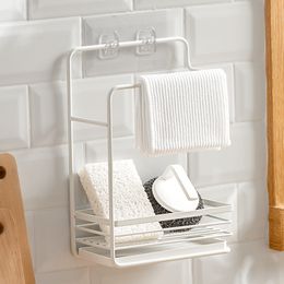 Kitchen Rag Rack Wholesale Household Iron Wall Hanging Table Sponge Drain Storage