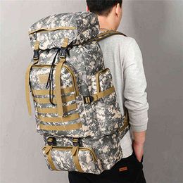 80L Waterproof Molle Camo Tactical Backpack Military Army Hiking Camping Backpack Travel Rucksack Outdoor Sports Climbing Bag Y1227