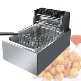 Electric Deep Fryer Food frying machine Multifunction Commercial Stainless Steel Grill Oven Chicken French Fries Oil Fry Make 6L