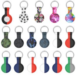 Silicone Cases for Apple Airtags Locator Tracker Anti-lost Device Printing Two-color Protective Cover Metal Ring Keychains Handbag Wallet DHL