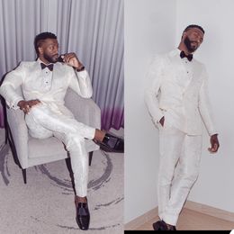 Pattern Groom Mens Tuxedos Slim Fit Peaked Lapel Business Wedding Blazer Suits Formal Prom Party Wear(Jacket+Pants)