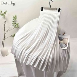 Women's Elegant Sector Pleated Twill Skirt With Chiffon Liner Female High Waist Side Zipper White Long Skirts Spring SK521 210621