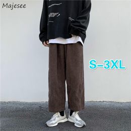 Men Casual Pants Plus Size 3XL Solid Corduroy Straight Trousers Male Loose Ins Chic Elastic Waist Trendy Korean Style Streetwear Men's