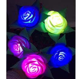 branch toys Canada - Party Decoration LED Glow Rose Simulation With Branches And Leaves Glowing Toys Colorful Roses Valentine's Day Gift Bars Wedding Supplies
