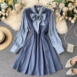Women Korean Fashion Sleeveless Tank Dress+Solid Long Sleeve Blouse Two Pieces Set Autumn French College Style Set 210419