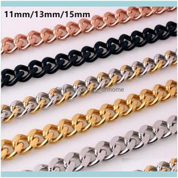 Chains & Pendants Jewelrychains 11-15Mm Stainless Steel Wholesale Cuban Link Chain Men Necklace Jewelry Gifts Male Friends Hip Hop Necklaces