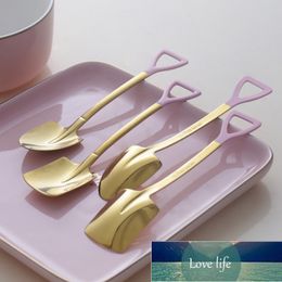 Creative Pink Gold Spoon Household Cool Shovel Shape Spoon Dessert Spoon Children 304 Stainless Steel Shovel Kitchen Factory price expert design Quality Latest