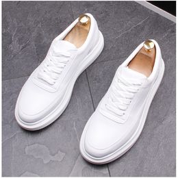 Fashion Men Dress Groom Party Wedding White Shoes Spring Autumn Thick Bottom Platform Casual Sneakers Lightweight Business Loafers H64