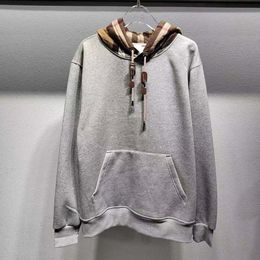 Men's Hoodies Sweatshirts Plaid Hooded Pullover Solid Colour Ing Casual Drawstring Kangaroo Pocket Female Jacket68