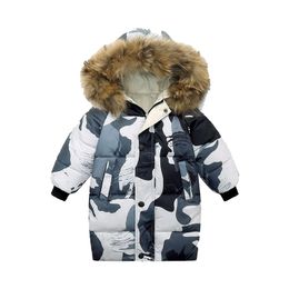 Fashion sports large wool collar children's down cotton coat thickened winter warm jacket kids outwear baby clothing