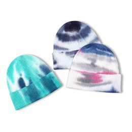 Basic Frugal Warm Skull Cap Via Tie Dyeing Men And Women Common Beanies Two Styles Colorful Plain Dyed Knit Beanie 11 Colors Mixed Wholesale