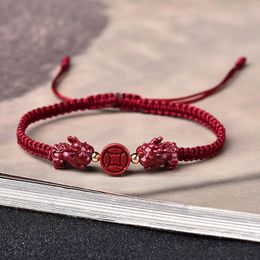 Strands natural cinnabar red rope female bracelet this animal yea bangle hand string