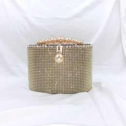 Clutch Bag Ladies Wedding Women Evening Party Purse and Handbag Fashionable Pearl Handle Silver Crystal Clutch ZD2144