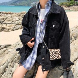 Denim Jacket Women Coats and Jackets Harajuku Clothes Black Coat Japanese High Fashion Streetwear Students Vintage Loose 211014