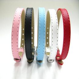 10pcs 10mm Genuine Leather Wristband 10mm x 210mm Bracelet Can Put 10mm Letters Charms on Q0717