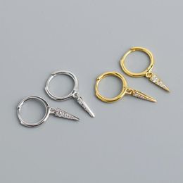 dangle hoops Canada - Hoop & Huggie Unique S925 Sterling Silver Inverted Triangle Dangle Earrings F035