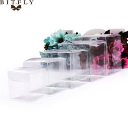 50pcs PVC Clear Transparent Candy Gift Box Birthday Wedding Favor Holder Chocolate Candy Boxes Event Sweet Candy Bags /Jewelry 211108