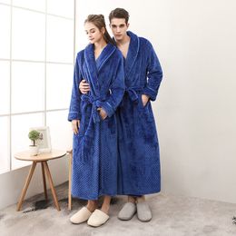 Men and Womens Nightgown Couple Autumn and Winter Tunic Plush Thick Plus Size Bathrobe Long Robes