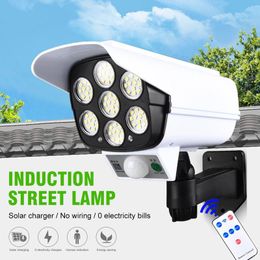 3 Modes 77LED Solar Light Outdoors Waterproof Street Wall Lamp PIR Motion Sensor Fake Camera Yard Lighting For Garden Decoration