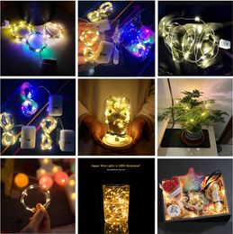 LED String Light 0.5M 1M 2M 3 Modes Silvery Copper Wire Battery Operated Strings Lamp Christmas Wedding Party Decoration Fairy Lights