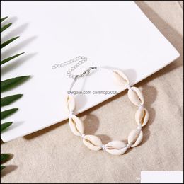 Anklets Jewelrynatural Shell Braided Rope Anklet Female Beach Casual Ankle Jewellery Drop Delivery 2021 Yvjhz