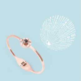 Drop Rose Gold Silver 100 Languages I Love You Bangle Shaking Sounds With Projection Clavicle Wedding Bracelet