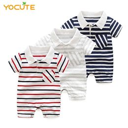 0-12 Months Baby Romper Summer Striped Short Soft Cotton Jumpsuit For born Casual Fashion Girl Clothes Boys 211011