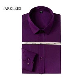 Bamboo Shirt Men Long Sleeve Business Work Mens Dress Shirts Solid Non Iron Shirts For Men Casual Button Up Slim Fit Camisa 210524