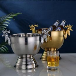 Deer Head Ear Ice Buckets Stainless Steel GOLD SILVER CHAMPAGNE Wine Bottle Holder For Home Party Bar Nightclub Wine Cooler