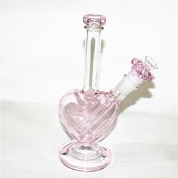 9" beautiful love Glass water pipe dab rigs hookah heart shaped glass bongs oil rig bowls thickness for shisha bong bubbler ash catcher