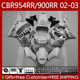 Repsol white Body Kit For HONDA CBR954-RR CBR900RR 2002-2003 Bodywork 61No.111 CBR954RR CBR954 CBR900 CBR 900 954 RR CC 900CC 2002 2003 CBR 954RR 900RR 02 03 Fairings