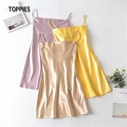 Summer Silk Mini Dress Woman Camisole Dresses Elegant Ladies Vestidos Sexy Backless Party Clothes 210421