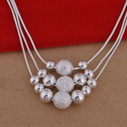 Silver 925 Jewellery Elegant Frosted Beads Round Necklace Pendant for Women Jewellery Best Gifts