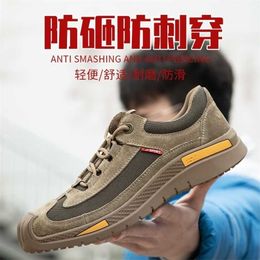 Safety Shoes Steel Toe Cap Anti-smash Anti-stab Lightweight Comfortable Non-slip Wear-resistant Tendon-soled Work 211217