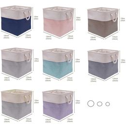 Large Cube Folding Storage Basket Linen Fabric Organiser Kids Toys Box Shelf Nursery Home Closet Clothes Bin 210609